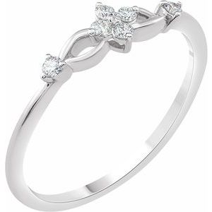 Ladies Natural Diamond Promise Ring (I1, H+) — 14K White Gold