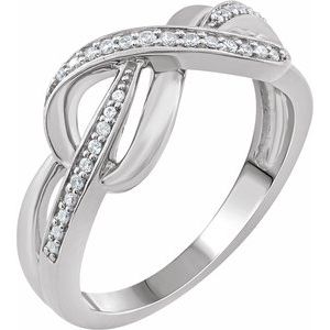 Ladies Natural Diamond Infinity-Inspired Ring (I2, H+) — Sterling Silver