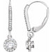 Ladies Natural Diamond Halo-Style Lever Back Earrings — 14K White Gold