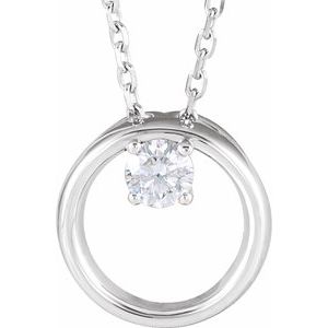 Ladies Natural Diamond Circle Necklace (I1, G-H) — Sterling Silver