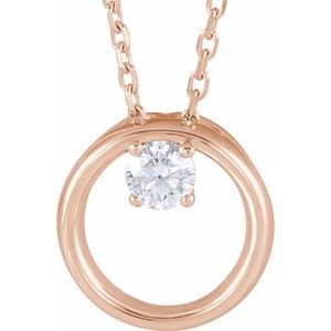 Ladies Natural Diamond Circle Necklace (I1, G-H) — 14K Rose Gold