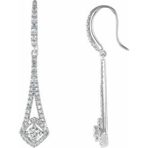 Ladies Natural Diamond Chandelier Earrings — 14K White Gold