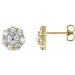 Ladies Natural Diamond Cluster Earrings — 14K Yellow Gold