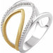 Ladies 14K White/ Natural Diamond Negative Space Ring (I1, H+) — 14K White/Yellow Gold