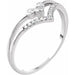 Ladies Natural Diamond V Ring (I1, H+) — 14K White Gold
