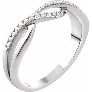 Ladies Natural Diamond Criss-Cross Ring (I1, H+) — 14K White Gold