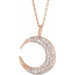 Ladies Natural Diamond Crescent Moon Necklace (I1, G-H) — 14K Rose Gold