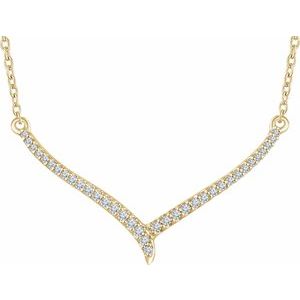 Ladies Natural Diamond V Necklace (I1, H+) — 14K Yellow Gold