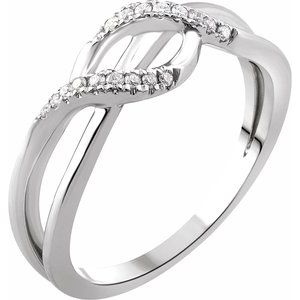 Ladies Natural Diamond Criss-Cross Ring (I1, H+) — 14K White Gold