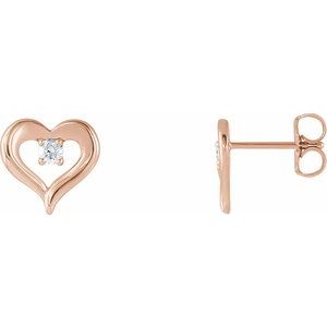 Ladies Natural Diamond Heart Earrings (I1, G-H) — 14K Rose Gold