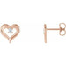 Ladies Natural Diamond Heart Earrings (I1, G-H) — 14K Rose Gold