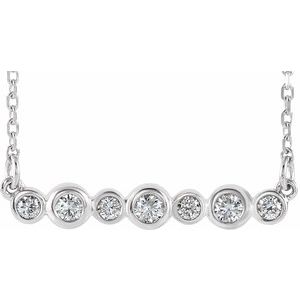 Ladies Natural Diamond Bezel-Set Bar Necklace (Si2-Si3, G-H) — Platinum