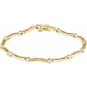 Ladies Natural Diamond Line 7 1/ Bracelet (I1, G-H) — 14K Yellow Gold