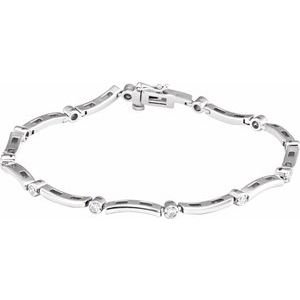 Ladies Natural Diamond Line 7 1/ Bracelet (I1, G-H) — 14K White Gold