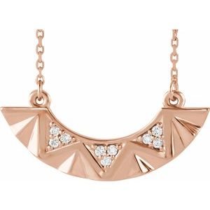 Ladies Natural Diamond Curved Bar Necklace (I1, G-H) — 14K Rose Gold