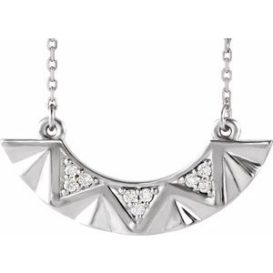 Ladies Natural Diamond Curved Bar Necklace (Si2-Si3, G-H) — Platinum