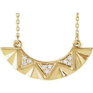 Ladies Natural Diamond Curved Bar Necklace (I1, G-H) — 14K Yellow Gold