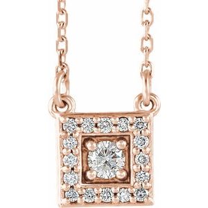 Ladies Natural Diamond Halo-Style Necklace (I1, G-H) — 14K Rose Gold