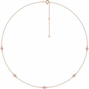 Ladies Natural Diamond 5-Station Necklace (I1, H+) — 14K Rose Gold