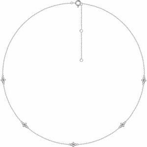 Ladies Natural Diamond 5-Station Necklace (I1, H+) — 14K White Gold