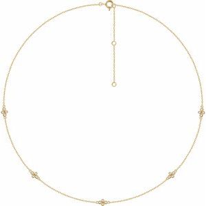 Ladies Natural Diamond 5-Station Necklace (I1, H+) — 14K Yellow Gold