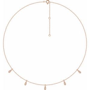 Ladies Natural Diamond 5-Station Necklace (I1, H+) — 14K Rose Gold