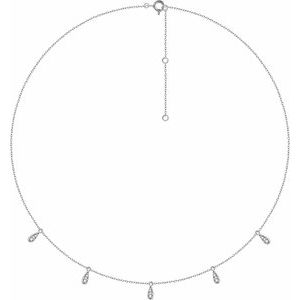 Ladies Natural Diamond 5-Station Necklace (I1, H+) — 14K White Gold