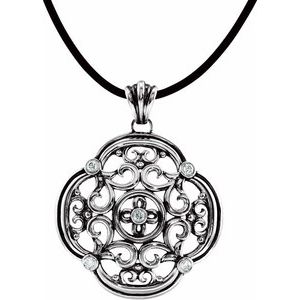 Ladies Natural Diamond Filigree Necklace (I2, G-H) — Sterling Silver