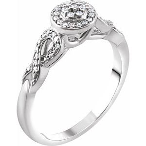Ladies Natural Diamond Promise Ring (I2, H+) — 10K White Gold
