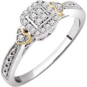 Ladies 10K White/ Natural Diamond Promise Ring (I2, H+) — 10K White/Yellow Gold