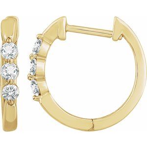 Ladies Natural Diamond 14 mm Hoop Earrings (I1, H+) — 14K Yellow Gold