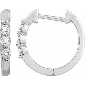 Ladies Natural Diamond 14 mm Hoop Earrings (I1, H+) — 14K White Gold