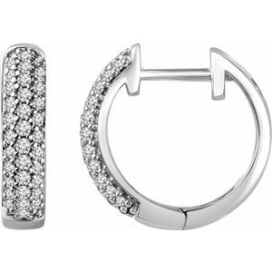 Ladies Natural Diamond 14 mm Hoop Earrings (I1, H+) — 14K White Gold