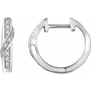 Ladies Natural Diamond 14.8 mm Hoop Earrings (I1, H+) — 14K White Gold