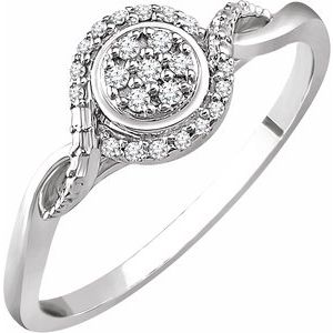 Ladies Natural Diamond Promise Ring (I2, H+) — 10K White Gold