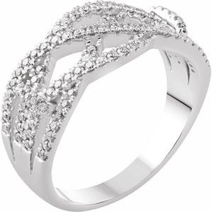 Ladies Natural Diamond Criss-Cross Ring (I1, H+) — 14K White Gold