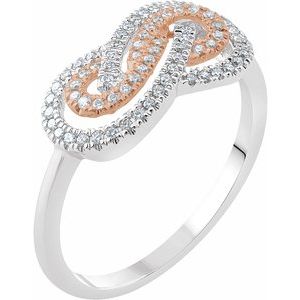 Ladies 14K White/ Natural Diamond Infinity-Inspired Ring (I1, H+) — 14K White/Rose Gold