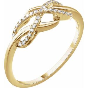 Ladies Natural Diamond Infinity-Inspired Ring (I1, H+) — 14K Yellow Gold