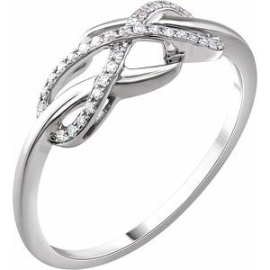 Ladies Natural Diamond Infinity-Inspired Ring (I1, H+) — 14K White Gold
