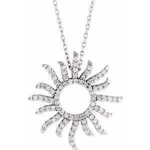 Ladies Natural Diamond Sun Necklace (I1, G-H) — 14K White Gold