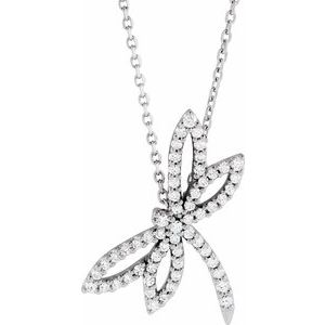 Ladies Natural Diamond Dragonfly Necklace (I1, G-H) — 14K White Gold