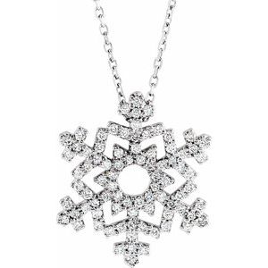 Ladies Natural Diamond Snowflake Necklace (I1, G-H) — 14K White Gold