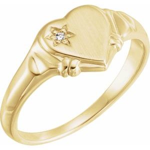 Ladies Natural Diamond Heart Ring (I2, G-H) — 14K Yellow Gold