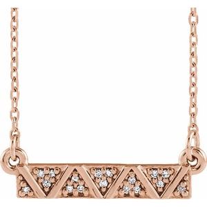 Ladies Natural Diamond Geometric Bar Necklace (I1, G-H) — 14K Rose Gold