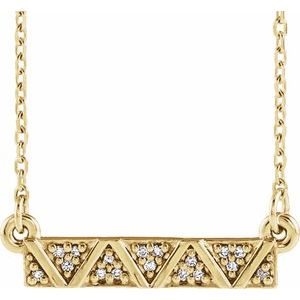 Ladies Natural Diamond Geometric Bar Necklace (I1, G-H) — 14K Yellow Gold