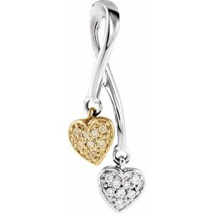 Ladies 14K White/ Natural Diamond Double Heart Pendant (I1, H+) — 14K White/Yellow Gold