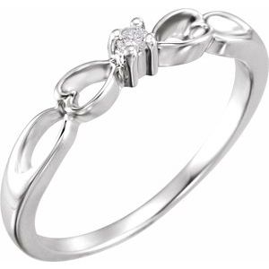 Ladies Youth Natural Diamond Heart Ring (I1, G-H) — 14K White Gold