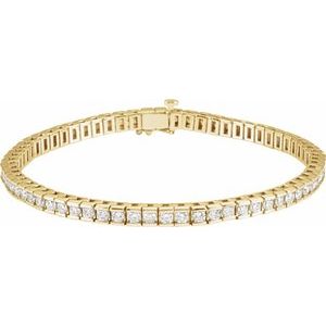 Ladies Natural Diamond Line 7 1/ Bracelet (I1, G-H) — 14K Yellow Gold
