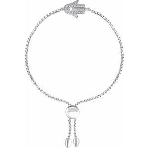 Ladies Natural Diamond Hamsa Adjustable Bolo Bracelet (I1, H+) — Sterling Silver