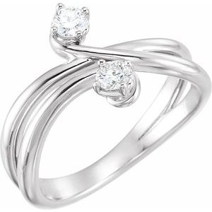 Ladies Natural Diamond Two-Stone Ring (I1, G-H) — Sterling Silver